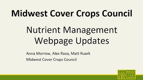 MCCC Webpage Webinar - Nutrient Management