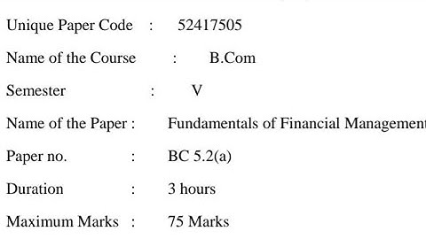 Fundamentals of Financial Management 5th semester question paper du sol #solexam2024