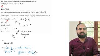 Q16JEE Main 2026 22nd Jan Evening Shift Math Solution | Functions & Discontinuity 🔥