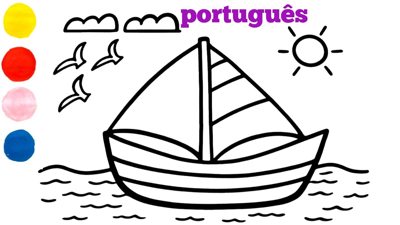 Como desenhar e colorir um barco para crianças
