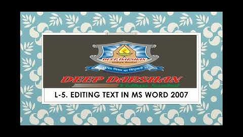 L-5. EDITING TEXT IN MS- WORD 2007_std_4