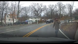 Almost hit a person walking in the road!
