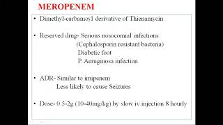 Carbapenems: Imipenem, Meropenem