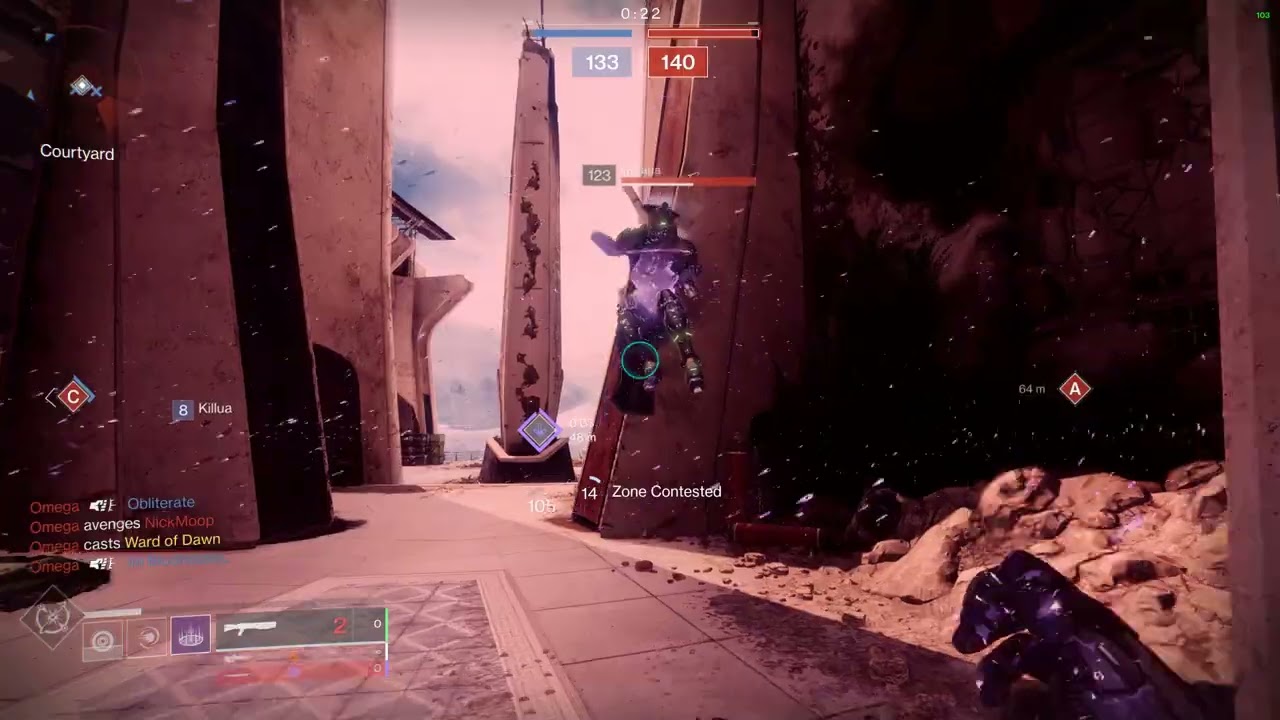 Destiny 2. Using pocket singularity to push Titan out of their bubble