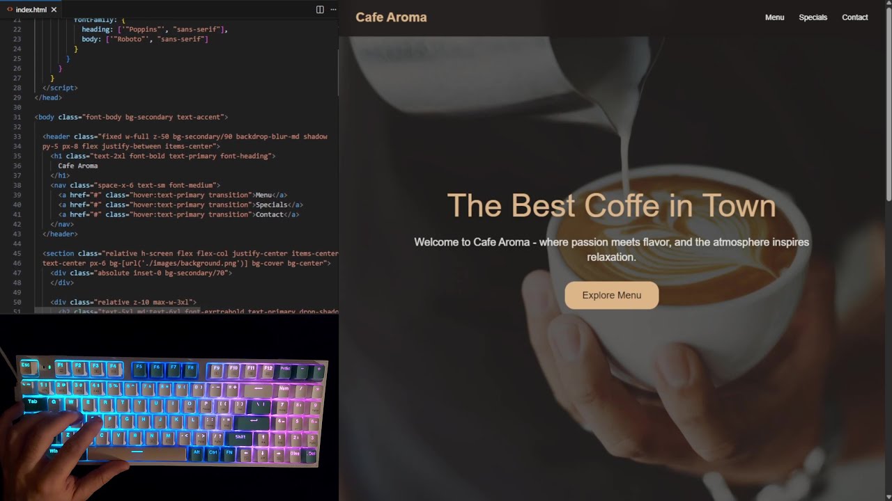ASMR Programming ☕ Creating a Modern Coffee Landing Page (No Talking, Keyboard Sounds)