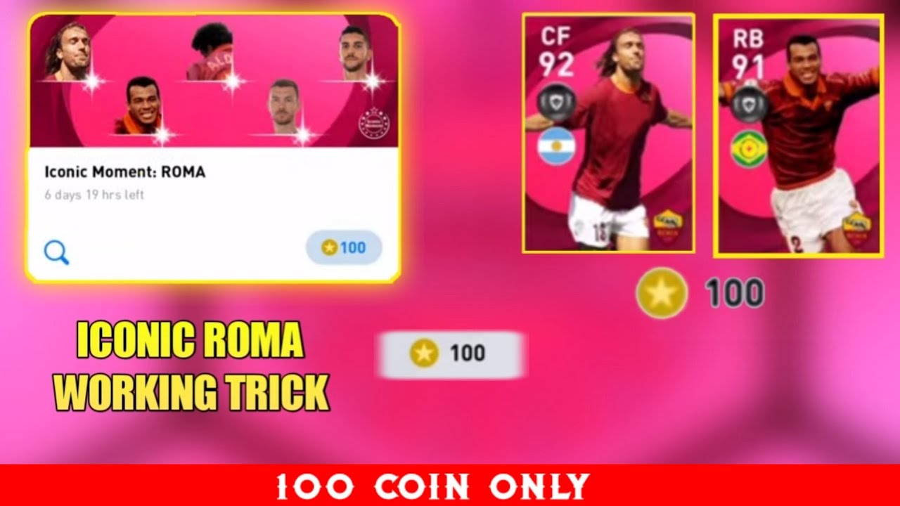 How to get Iconic in Roma Iconic Moment pack Pes 2021 Mobile || Batistuta Cafu Aldair trick Roma