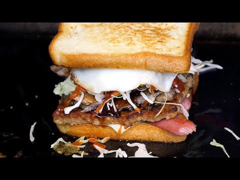 King Toast Egg fried Sausage Ham Pork belly Cheese Korean street food