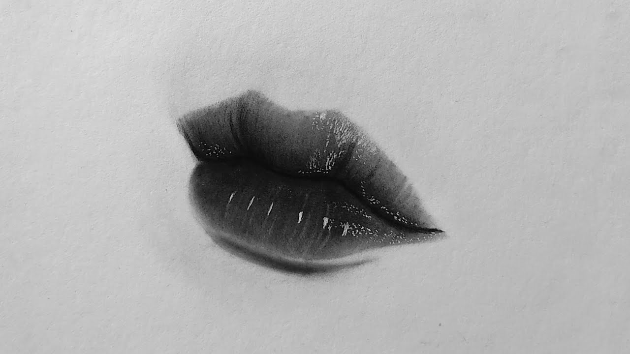 How to Draw Glossy Lips Charcoal Drawing YouTube