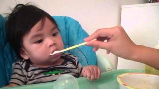 Ethan's first solid food @ 6 months old