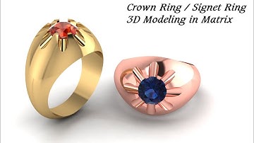 ||Making of Signet Ring Matrix 9 ||Cad Design ||Matrix ||Crown ring ||3D