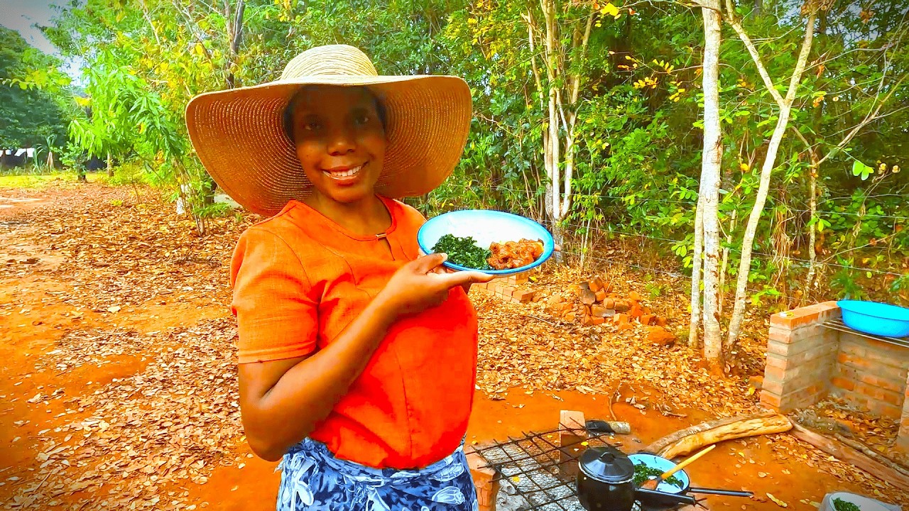 #49 Cooking for two in the rural outdoors. Tasty wood-fire dish.