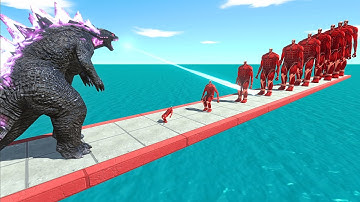 All Godzilla Forms VS 10 Levels of Colossal Titan - Animal Revolt Battle Simulator