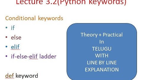 lecture 3.2 Python Keywords(if ,else, elif, if-elif-else ladder, def)