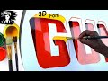 3D Painting Lettering Writing in English Fonts Colour Design - key of arts