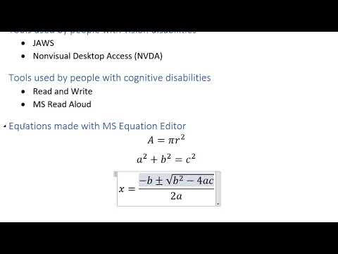 Math Accessibility: Using the Equation Editor in Microsoft Word