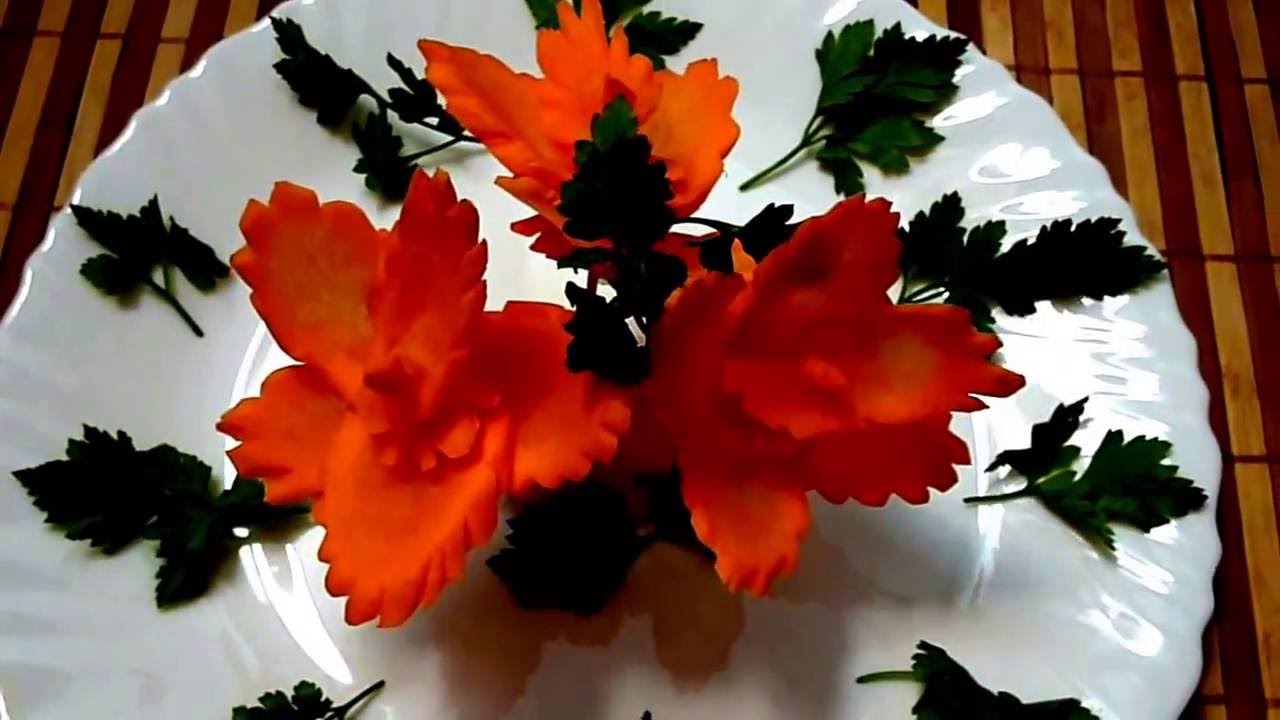 HOW TO MAKE CARROT FLOWER - CARROT GARNISH & VEGETABLE CARVING - CARROT DECORATION - CARROT ART