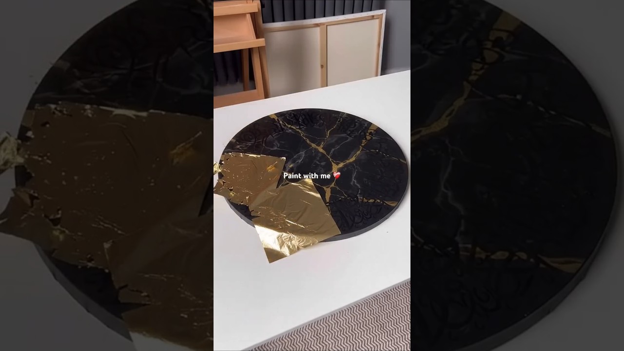 Ayatul Kursi in Arabic calligraphy using gold leaf#arabic MunnaButiq#art #shorts