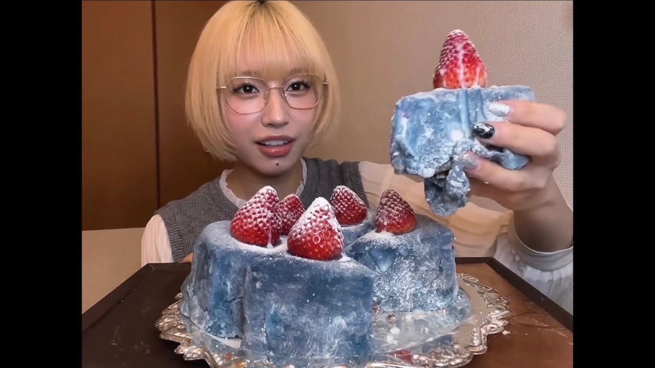 もちブルーベリーチーズケーキ】ASMR I Mukbang 🧊 - YouTube
