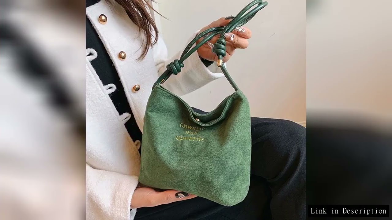 Large Capacity Women's Suede Handbag with Letter Pattern Magnetic Buckle Velvet PU Underarm Bag Retr