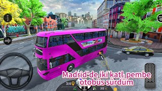 Bus Simülatör 2023 Madrid'de pembe otobüs sürmek. Sonuna doğru sürpriz var kaçırma screenshot 2