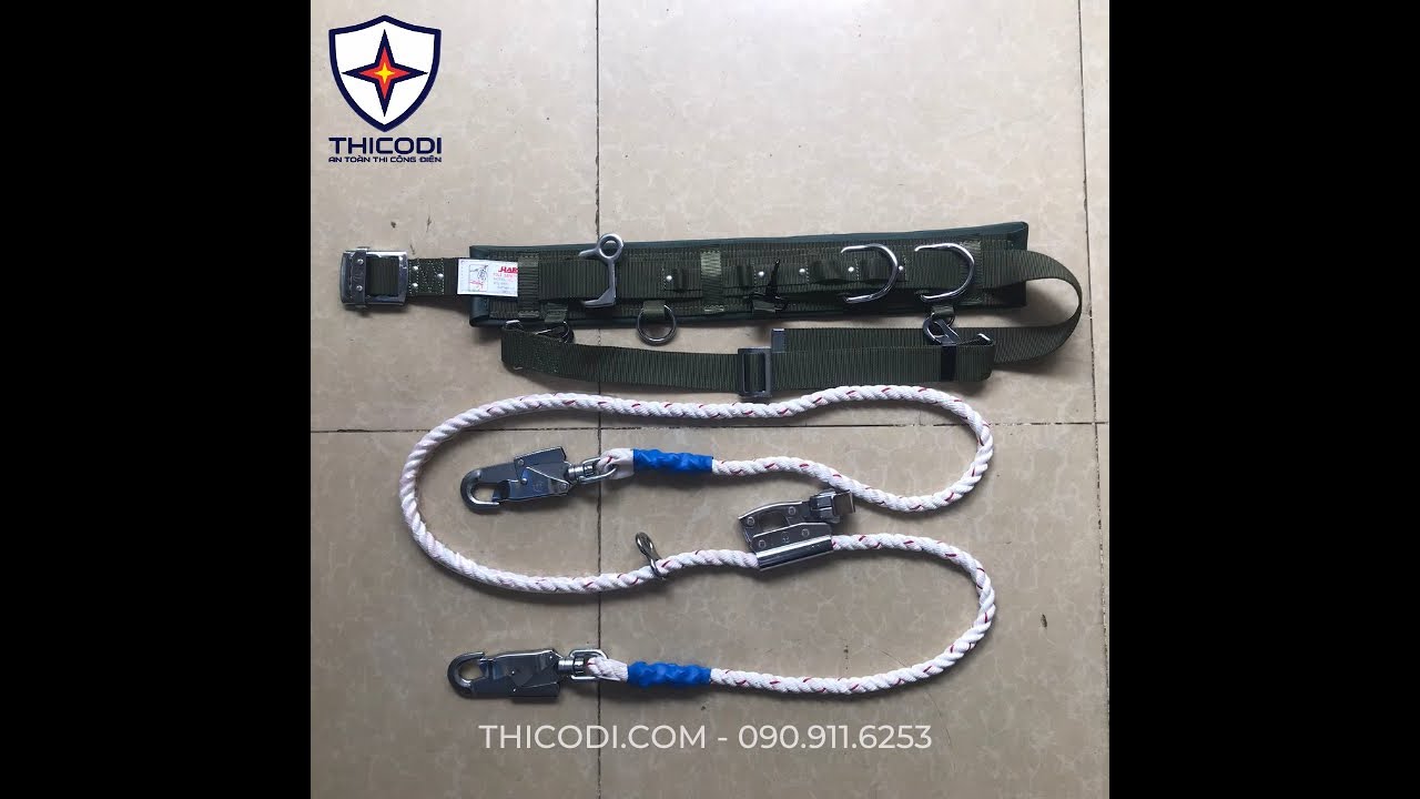 HC113C - HARU Nhật Bản Dây đai an toàn điện lực bảo hộ lao động - Gồm Đai bụng dây thừng 2 móc xoay