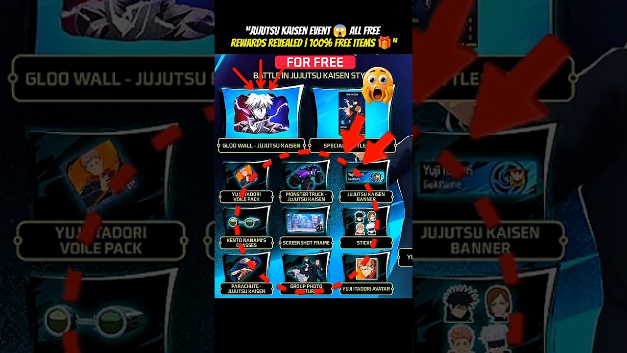 ” JUJUTSU KAISEN EVENT 😱 ALL FREE REWARDS REVEALED | 100% FREE ITEMS 🎁" 