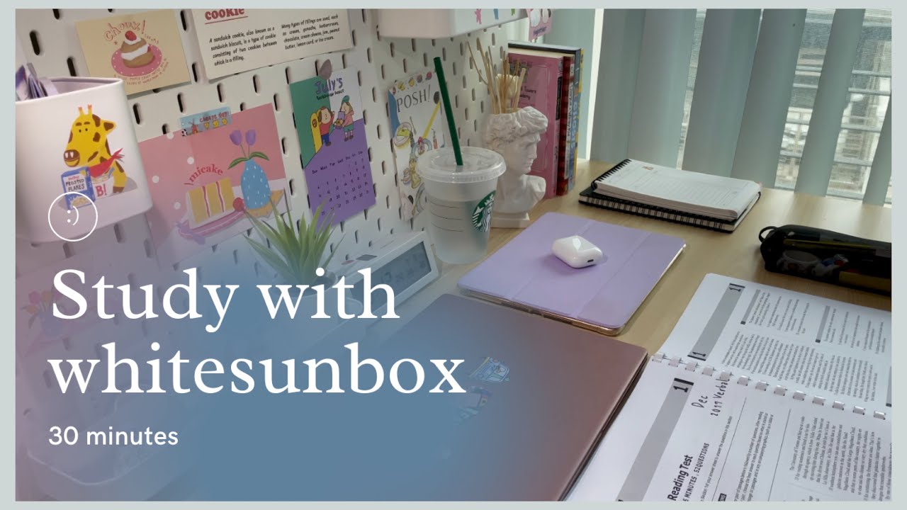 30 minutes study with me | rain sound, background noise, no music | whitesunbox 🌧