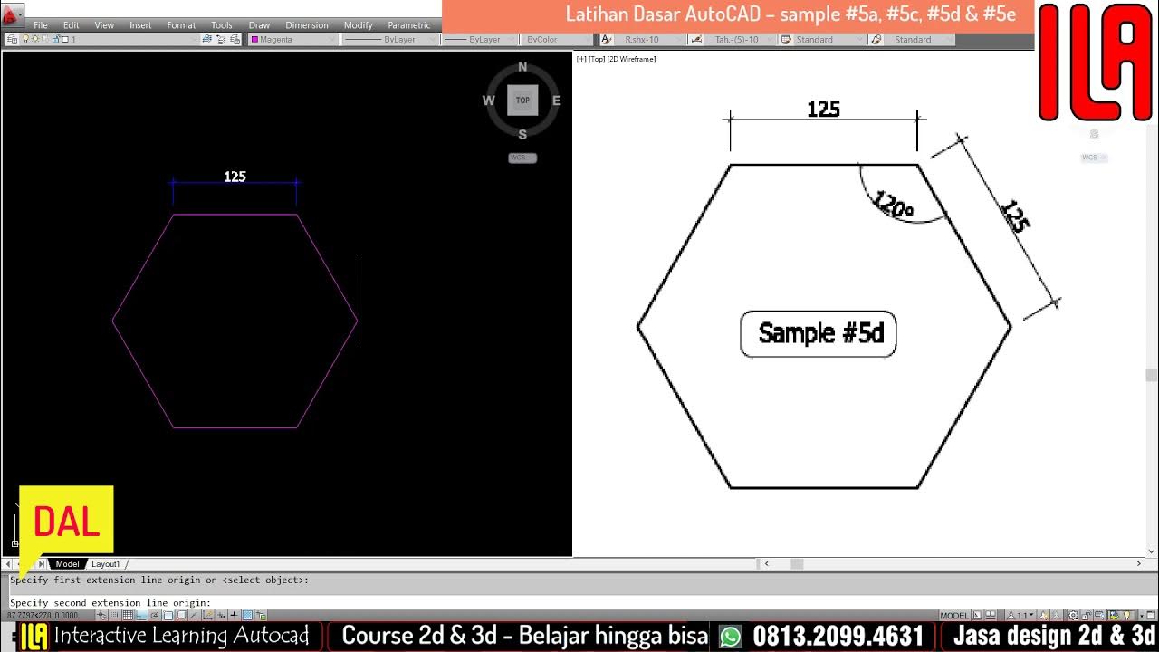 Latihan Dasar AutoCAD – sample #5a, #5c, #5d & #5e - YouTube