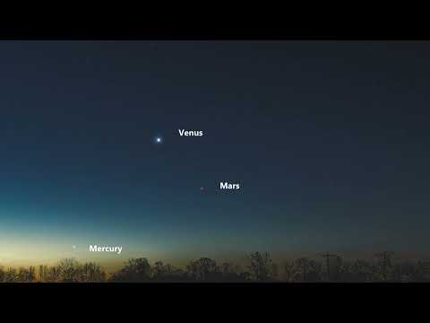 Venus, Mars, Mercury Planetary Conjunction before Sunrise on Morning of February 11, 2022