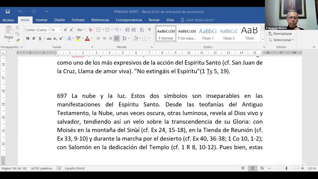 Sesión N° 180. Catecismo de la Iglesia Católica con la guía del P. Augusto Meloni Navarro