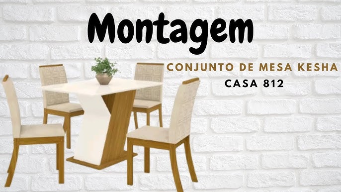 Conjunto Sala de Jantar Mesa 120cm Tampo MDF 4 Cadeiras Lupita Casa 812