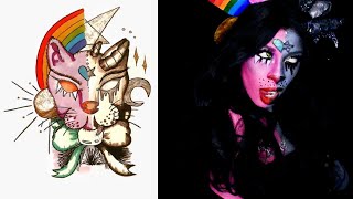 Tintenhamsters Rainbow Demon Kitty Makeup Look Body Paint