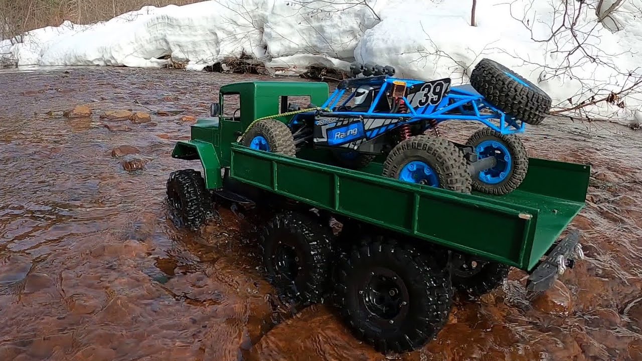 Rc army truck 6x6 & buggy adventure 1/12 jumping on icing snow. YouTube