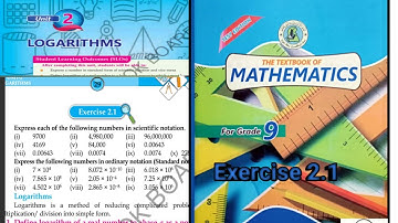 Unit 2 Exercise 2.1 Logarithms| Class 9 | New Mathematics Book|  Sindh Board | Karachi Board