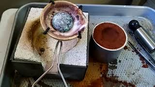 How to Remove a Mass of Metal Stuck in a Crucible
When metal becomes stuck in a crucible it must not be pried out because it will damage the flux coating and possibly remove some of the crucible surface which will weaken it and possibly cause it to crack. What needs to be done, is to heat it up with a torch until the metal frees itself and can be dumped out. How to Remove a Mass of Metal Stuck in a Crucible