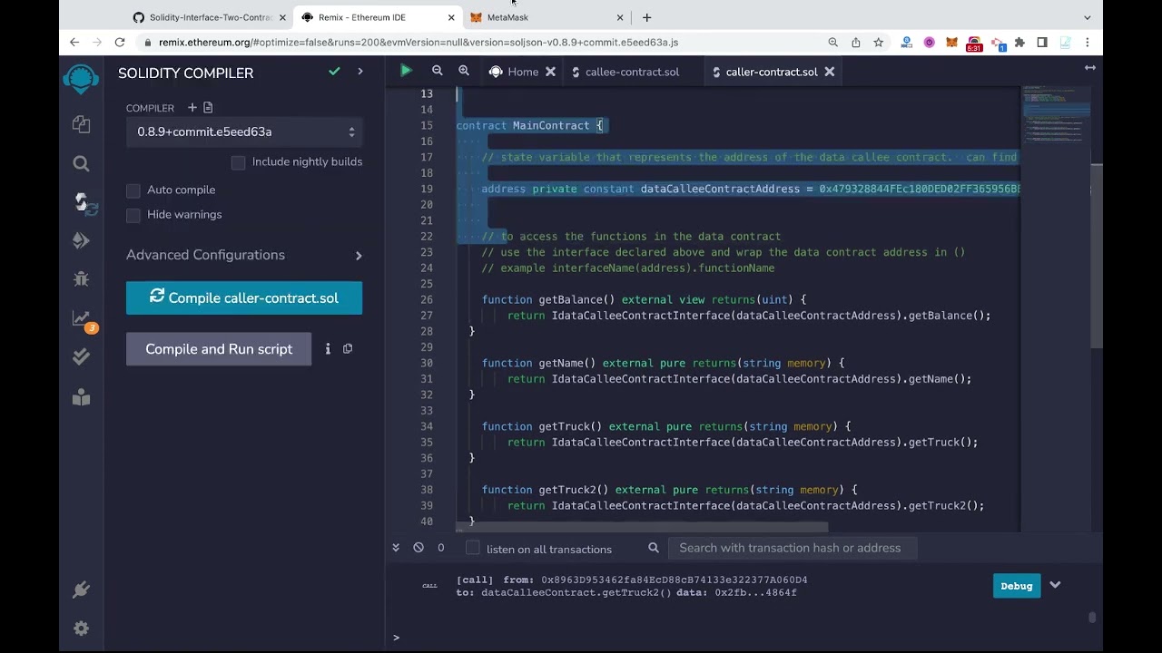 Use an Interface in Solidity to Call Another Smart Contract From a Smart Contract in Remix - Pt 1