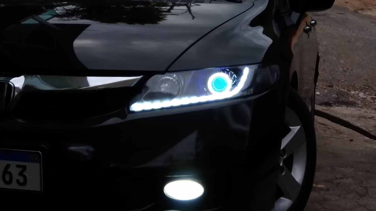 Farol projetor new Civic e Drl  part 1