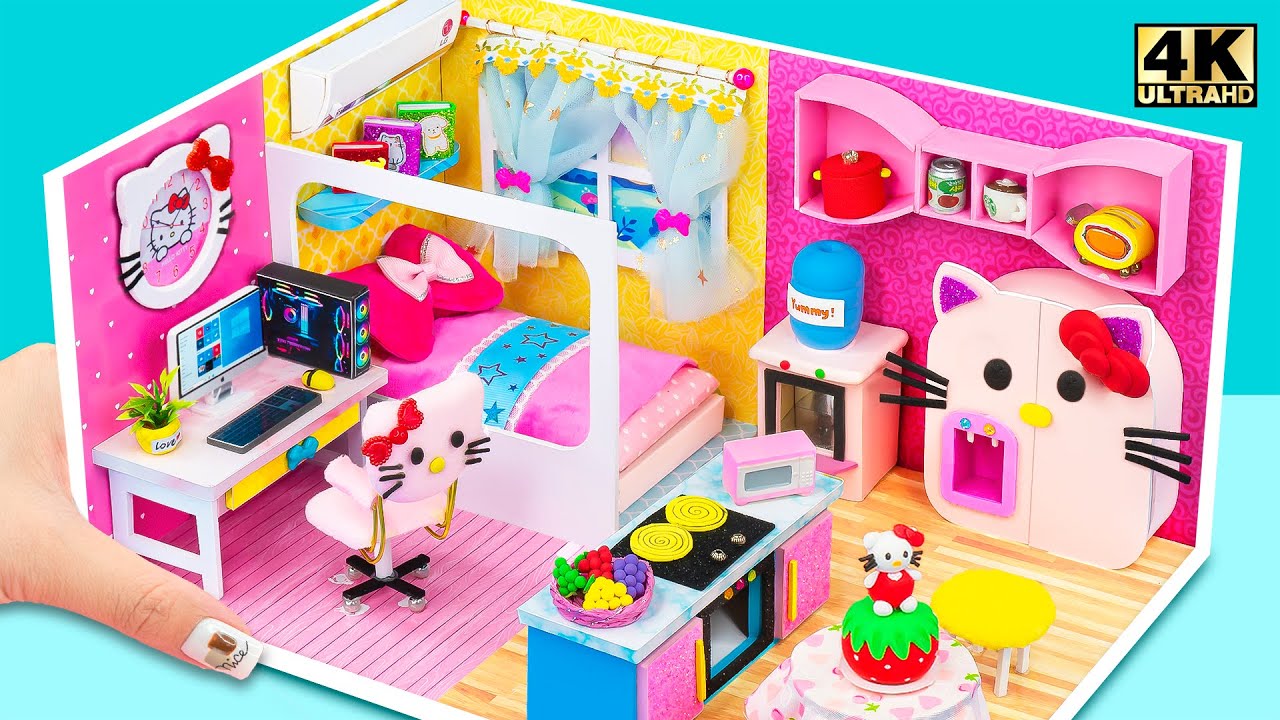 Satisfying Building Bedroom, Kitchen with Hello Kitty Furniture ❤️ DIY Miniature Cardboard House