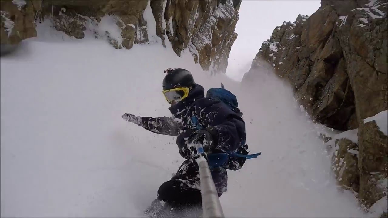 Backcountry Splitboarding Spring Powder In Terminal Cancer Couloir Ruby Mountains Nevada 