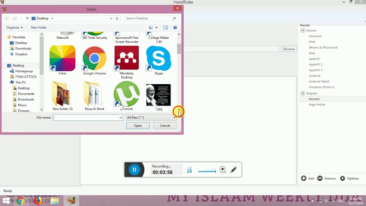 Reduce size of video file using handbrake youtube