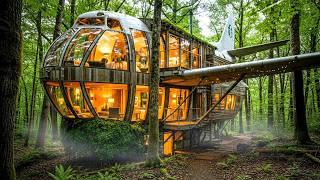 Downed Airplane in Jungle → Hidden Luxury Forest Home (ASMR Transformation)