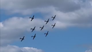 9 Supermarine Spitfires fly past Compilation