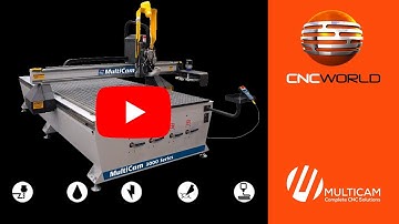 2 x MultiCam 3000 Series cutting acrylic side by side