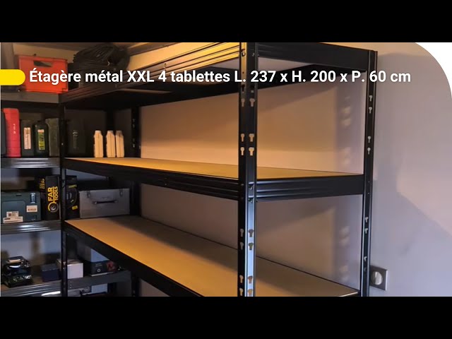 Etagère epoxy bleu 4 tablettes L. 237 x H. 200 x P. 60 cm charges lourdes