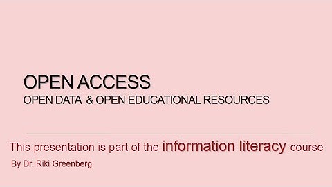 Open Access Data:How to Locate Openly Available Data and Resources on the Web / Dr. Riki Greenberg​