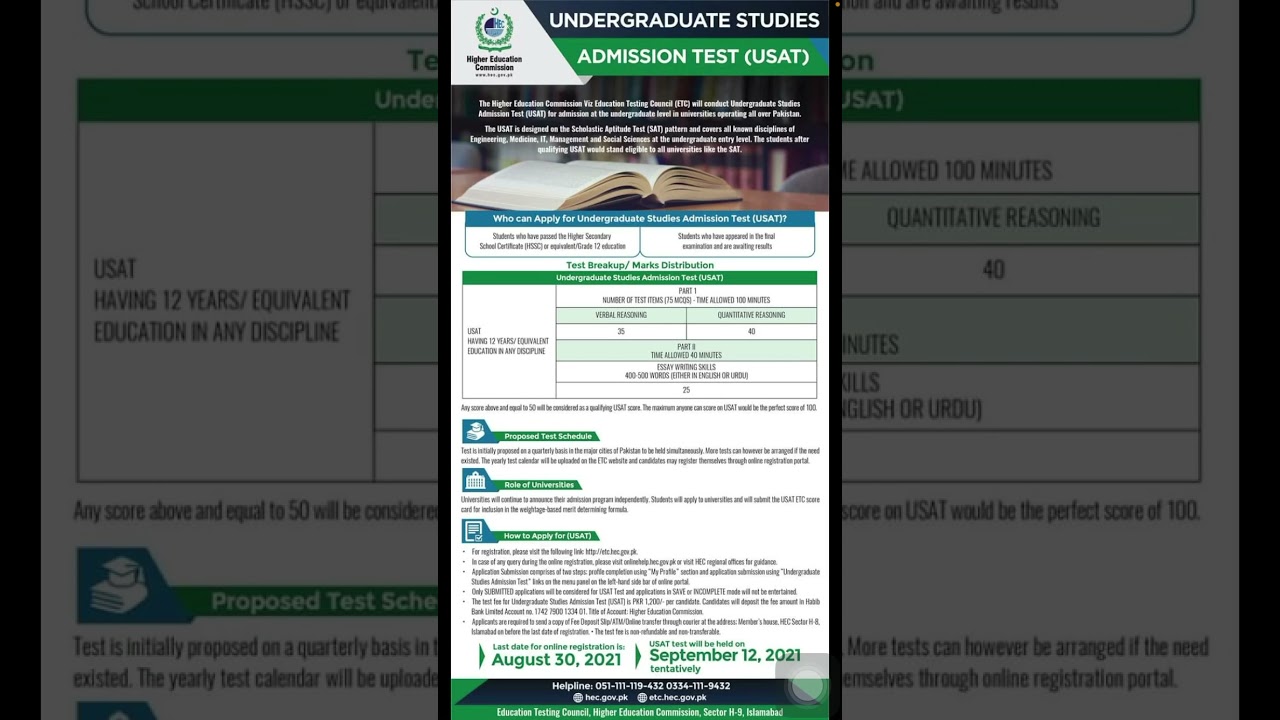 USAT by HEC Undergraduate Studies Admission Test