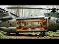 Building a House Inside an Abandoned CH-47 Chinook Helicopter in the Forest (Full ASMR Process)