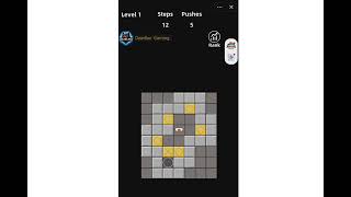 Classic Sokoban Level 1. Walkthrough Gameplay 