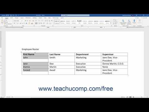 Word 2019 and 365 Tutorial Selecting Table Objects Microsoft Training
