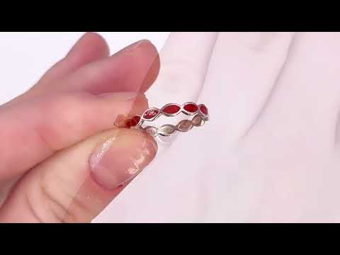 Каблучка срібна жіноча БС1362черв ширина 3 мм червона емаль розмір 15, видео 1